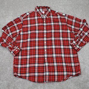 Brooks Brothers Sport Shirt Mens Large Red‎ Plaid Cotton L/S Flannel Button Down
